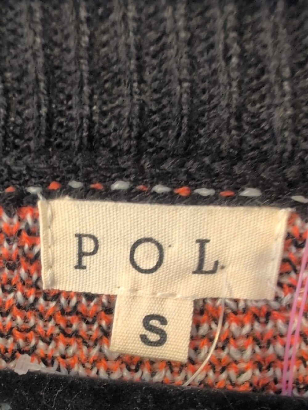 POL Orange, Black & Cream Camouflage Crewneck Sweater NWT Size S - Picture 3 of 7